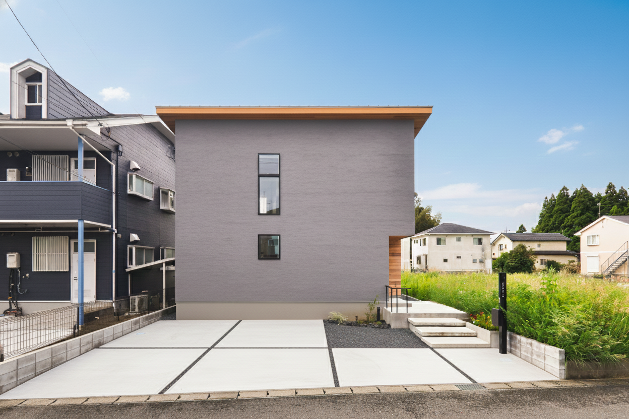 軒のある2階建てモダン住宅